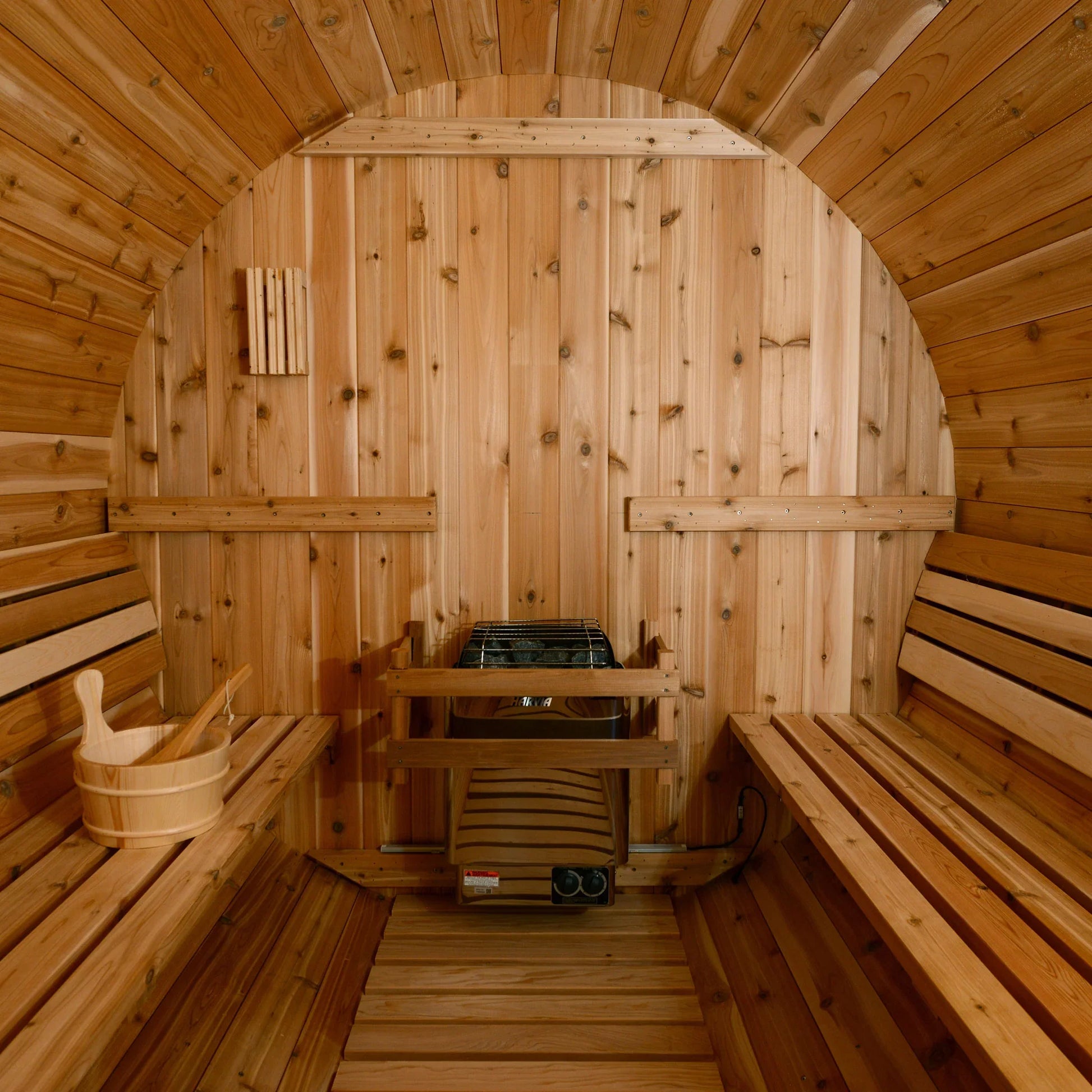 almost heaven saunas-wood barrel- barrel sauna- rustic cedar-outdoor sauna-audra-2 person-4 person-barrel interior