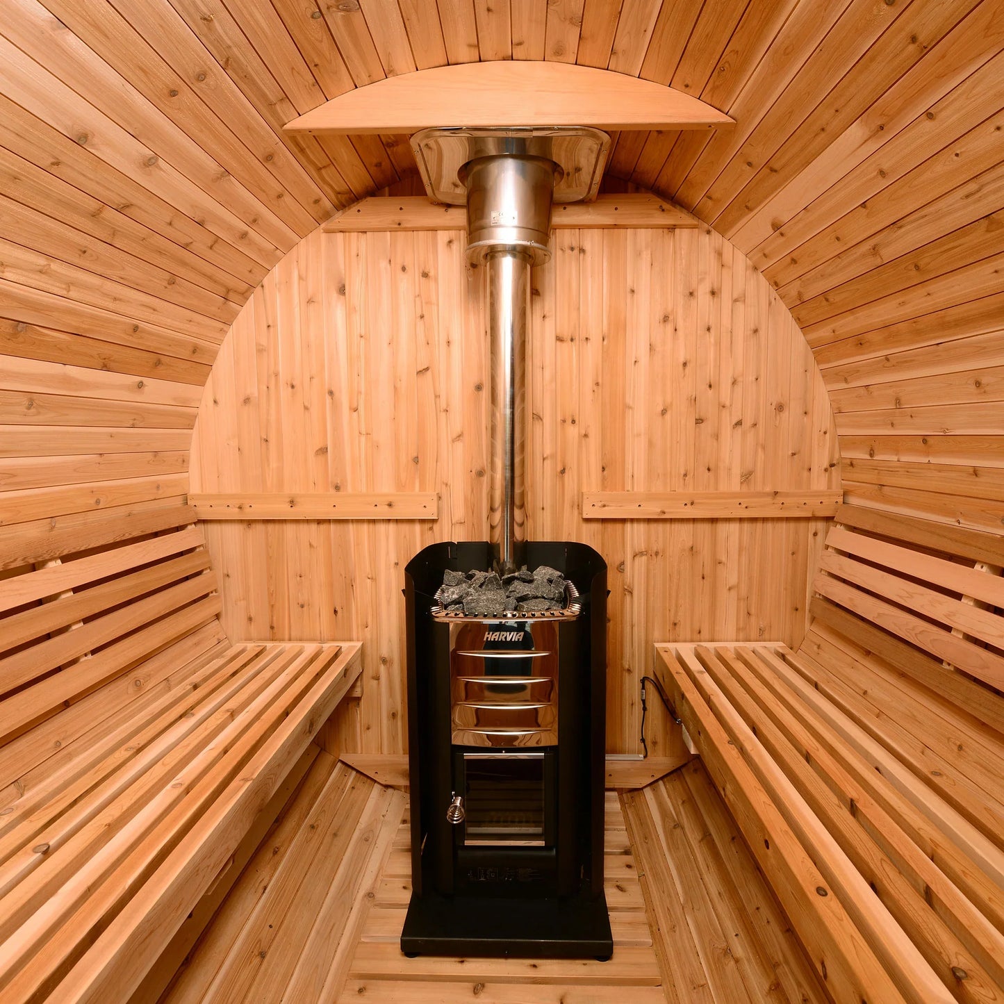 Almost Heaven Grandview 4-6 Person Canopy Barrel Sauna-Rustic Cedar