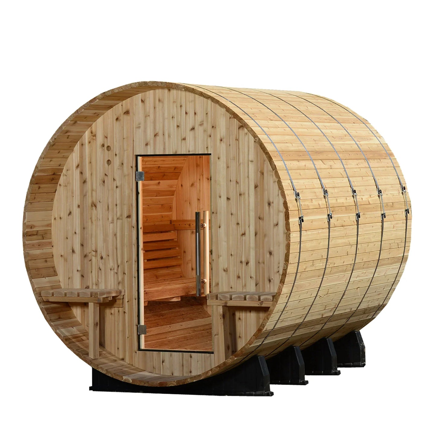 Almost Heaven Grandview 4-6 Person Canopy Barrel Sauna-Thermally Modified Hemlock